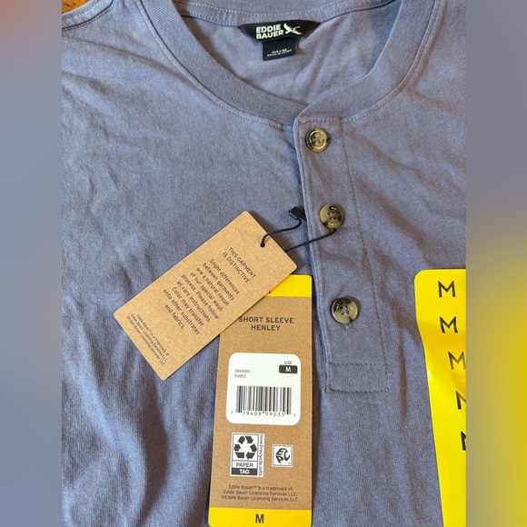Eddie Bauer Short Sleeve Henley-Purple-Size M-NWT - Picture 6 of 7